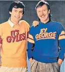  ??  ?? Brandreth and Hostler modelling the sweaters