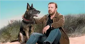  ??  ?? Brandy the dog keeps Gervais’ Tony going in the second season of After Life.