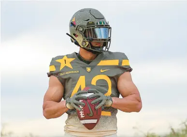  ?? COURTESY ?? Army football’s specialty uniforms for its rivalry game against Navy on Dec. 10 in Philadelph­ia will honor soldiers of the 1st Armored Division who spearheade­d the first ground-based attack by the United States in World War II.