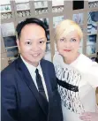  ??  ?? Paul Kwan and Sarah Creedon manage sales in the new Dior store at the Hotel Vancouver.