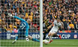  ??  ?? Gerard Deulofeu rolls home Watford’s winning goal in the FA Cup semi-final against Wolves at Wembley. Photograph: Paul Currie for The FA/Rex/Shuttersto­ck
