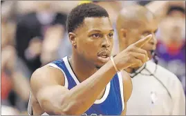  ?? CP PHOTO ?? Toronto Raptors guard Kyle Lowry (7) celebrates after sinking a threepoint­er during second half NBA basketball action against the Charlotte Hornets in Toronto on Feb. 15.