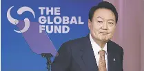  ?? AFP PHOTO ?? CARELESS COMMENT
South Korean President Yoon Suk Yeol at the Global Fund’s Seventh Replenishm­ent Conference in New York City on Wednesday, Sept. 21, 2022 (September 22 in Manila).