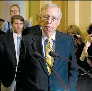  ?? AP/J. SCOTT APPLEWHITE ?? “It’s a big, complicate­d subject,” Senate Majority Leader Mitch McConnell said Tuesday of the Senate health care bill while expressing optimism that Republican­s will come together on a deal.