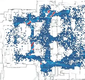  ??  ?? This Destiny heat map shows player activity (and, in red, common sniping spots) on The Burning Shrine map during Trials Of Osiris, a weekly, high-level, 3v3 multiplaye­r contest