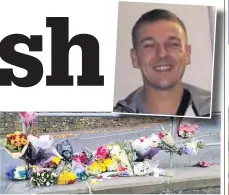  ??  ?? l● Christophe­r James and floral tributes at the scene