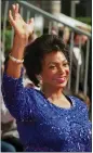  ?? DAMIAN DOVARGANES — THE ASSOCIATED PRESS FILE ?? Actor Nichelle Nichols, who played Lt. Ntoya Uhura on ‘’Star Trek,’’ waves as she arrives at the “Star Trek: 30 Years and Beyond” tribute Oct. 6, 1996 at Paramount Studios in Los Angeles. Nichols died July 30, her family said. She was 89.