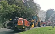  ?? [PHOTO PROVIDED] ?? A Ditch Witch JT20 horizontal directiona­l drill sits on the White House lawn Monday for the Made in America product showcase, the first event of the Trump administra­tion’s “Made in America” week.