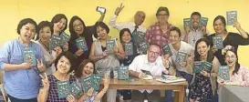  ??  ?? At the launch of Fr. James McTavish’s book Form Apostles are SOW classmates (first row, from left) Judy Tan, Cynthia Rodriguez, Fr. James McTavish, Yvonne Romualdez, Emy Abaya and the author; (standing, from left) Tippi Reyes, Corito de Claro, Chari...