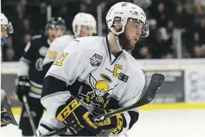  ?? IAN KUCERAK ?? Spruce Grove Saints captain Josh Harris has been crucial in getting the team to its Doyle Cup series against the Wenatchee Wild.