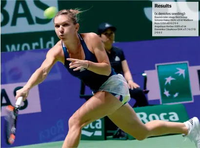  ?? AFP ?? Simona Halep looked in great touch on her return to Singapore’s purple indoor hardcourt beating Keys in straight sets. —