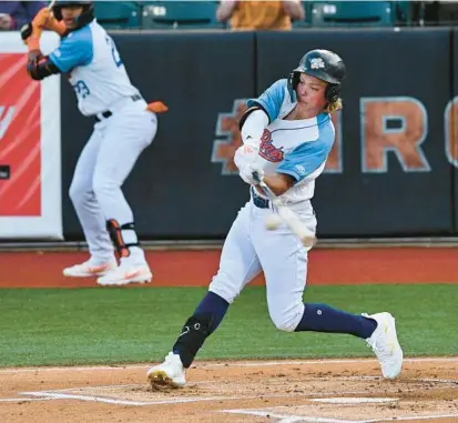  ?? KENNETH K. LAM/BALTIMORE SUN ORIOLES ?? Orioles prospect and High-A Aberdeen shortstop Jackson Holliday, shown May 9, batted .395 with a 1.229 OPS last week.