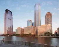  ?? PROVIDED TO CHINA DAILY ?? How Jersey City’s skyline will look from Manhattan when the 99 Hudson condominiu­m tower is completed.