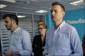  ??  ?? Russian opposition leader Alexei Navalny observes the election progress at his Foundation for Fighting Corruption office, in Russia, on Sunday. Russians are voting in a presidenti­al election in which Vladimir Putin is seeking a fourth term in the...