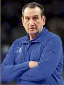  ?? Tom Pennington / Getty Images ?? Duke coach Mike Krzyzewski suffered the first and last losses of his career with the Blue Devils at the hands of North Carolina.