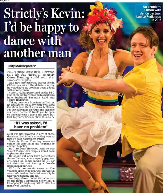  ??  ?? No problem: Clifton with dance partner Louise Redknapp in 2016