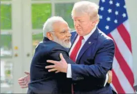  ?? AP ?? Prime Minister Narendra Modi greets US President Donald Trump at the White House in Washington.