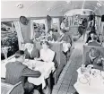  ?? ?? GWR’s mean approach, with its over-lit carriages and two courses for £34.50, offers no succour to the diner
Meals on wheels: passengers use a Great Western Railway restaurant car in 1938