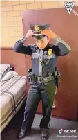  ?? SOURCE: NEW MEXICO STATE POLICE’S TIKTOK PAGE ?? New Mexico State Police recently debuted its first TikTok video, one of officer Byanca Castro getting ready for work.