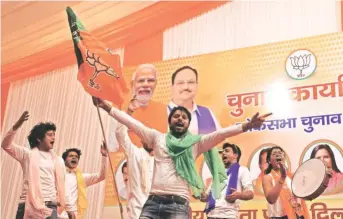  ?? Amit Mehra ?? A nukkad natak performanc­e at the Delhi BJP office, Friday.