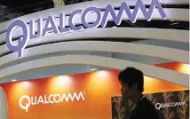 ?? — Reuters ?? Qualcomm's logo is seen at its booth at the Global Mobile Internet Conference in Beijing, China.