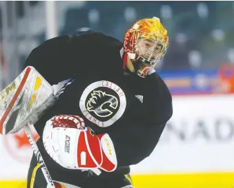  ??  ?? Calgary Flames goalie David Rittich has a new goaltendin­g partner heading into the new season in Cam Talbot.