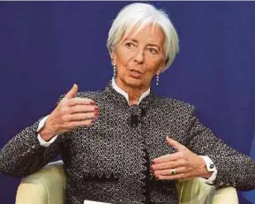  ?? AFP PIC ?? Internatio­nal Monetary Fund chief Christine Lagarde says the fund will be ‘attentive’ to the consequenc­es of the US tax reform.