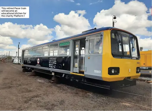  ??  ?? This retired Pacer train will become an educationa­l kitchen for the charity Platform 1