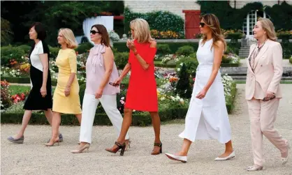  ??  ?? Wifely presence (from left): Akie Abe, Małgorzata Tusk, Jenny Morrison, Brigitte Macron, Melania Trump and Cecilia Morel. Photograph: Régis Duvignau/AFP/Getty Images