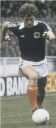  ??  ?? 0 Davie Provan, capped 10 times, in action for Scotland.