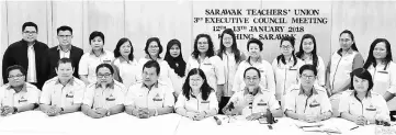  ??  ?? Jisin (seated third right) addresses a press conference after STU’s third Executive Council Meeting.