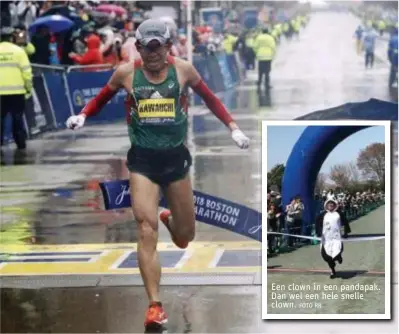  ?? FOTO PHOTO NEWS ?? Wind, regen en ijskoud: de Japanner Yuki Kawauchi voelde zich in zijn sas in de marathon van Boston.