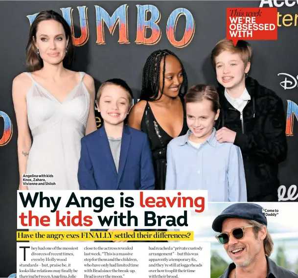  ??  ?? Angelina with kids Knox, Zahara, Vivienne and Shiloh