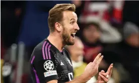  ?? ?? Harry Kane celebrates making it 1-0 for Bayern against Galatasara­y Photograph: Stefan Matzke/sampics/Corbis/Getty Images