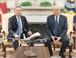  ?? ?? A le photo of then US President Donald Trump (R) meeting with Polish President Andrzej Duda in the Oval Of ce of the White House. (DPA)