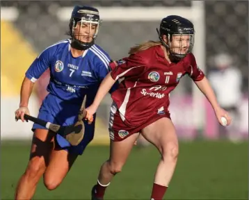  ??  ?? Leading scorer Chloe Foxe racing away from Thomastown defender Catherine Walsh.