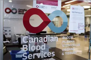  ?? CANADIAN PRESS FILE PHOTO ?? Canadian Blood Services says Health Canada has approved its request to end the ban on men who have sex with men from donating blood.