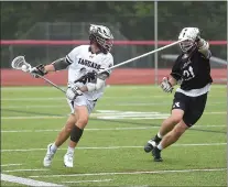  ?? PETE BANNAN — MEDIANEWS GROUP ?? Radnor defenseman Will Gallagher, right, defends Garnet Valley’s Max Busenkell during the PIAA Class 3A final.