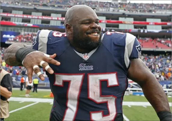  ?? NANCY LANE / HERALD STAFF FILE ?? REAL BIG HONOR: Former New England nose tackle Vince Wilfork was elected to the Patriots Hall of Fame on Tuesday.