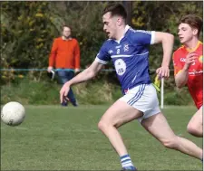  ??  ?? Eoghan Herlihy and his Oylegate-Glenbrien colleagues have made a flying start to the Enniscorth­y Farm Systems JFC campaign.