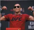  ?? JOHN LOCHER ?? Tony Ferguson poses during a ceremonial weigh-in for a UFC 229 mixed martial arts fight in Las Vegas. UFC 249 scheduled for May 9, 2020, at Jacksonvil­le Arena will be headlined by lightweigh­t title contenders Tony Ferguson and Justin Gaethje.