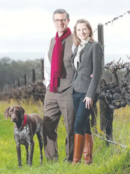  ?? ?? Bec Hardy and Richard Dolan at the Pertaringa vineyard in Mclaren Vale. Picture: Tait Schmaal