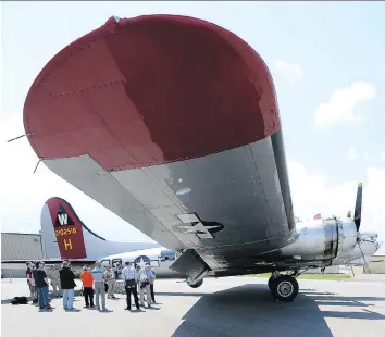  ?? PHOTOS: TROY FLEECE ?? The Experiment­al Aircraft Associatio­n is hosting a B-17 bomber nicknamed Aluminum Overcast at the Regina Internatio­nal Airport until July 3.