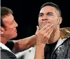  ??  ?? New Zealand heavyweigh­t Joseph Parker, above with Kevin Barry, is poised to fight for the WBO tight against Andy Ruiz, below right.