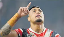  ?? Picture: AP PHOTO ?? Roosters Spencer Leniu reacts during the NRL match between the Sydney Roosters and the Brisbane Broncos at Allegiant Stadium in Las Vegas earlier this month.