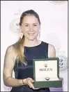 ??  ?? Sarah Ayton receives ISAF Rolex
World Sailor of the year award.