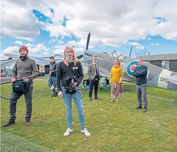  ??  ?? READY FOR TAKE-OFF: On the set of the filming shoot at Montrose Air Station.