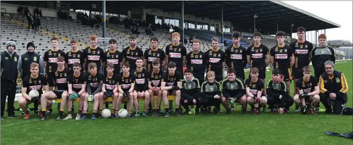  ??  ?? Scoil Phobail Sliabh Luachra Rathmore Senior team who werte defeated by Tralee CBS in the Corn Uí Mhuirí semi-final in the Fitzgerald Stadium, Killarney recently. Photo by Michelel Cooper Galvin