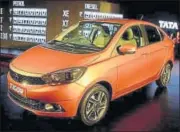  ?? AFP ?? The Tigor on display during its launch, in Mumbai on Wednesday