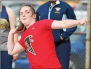  ?? RANDY MEYERS — THE MORNING JOURNAL ?? Lilliy Dempsey of Firelands competes in the girls shot put on Friday at the Vermilion Invitation­al.